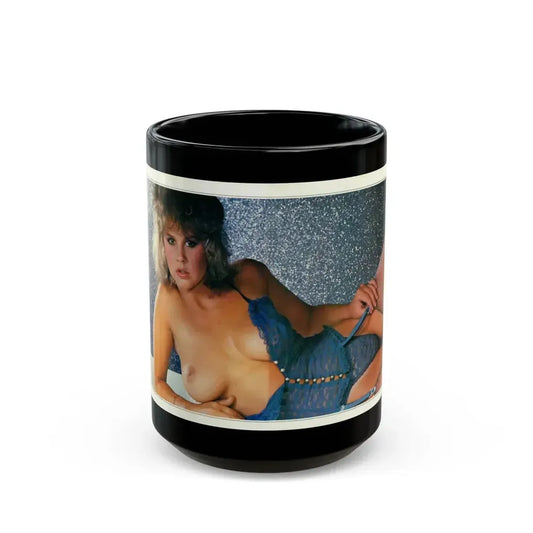 Linda Blair #228 - Partially Topless (Vintage Female Icon) Black Coffee Mug 15oz - Go Mug Yourself