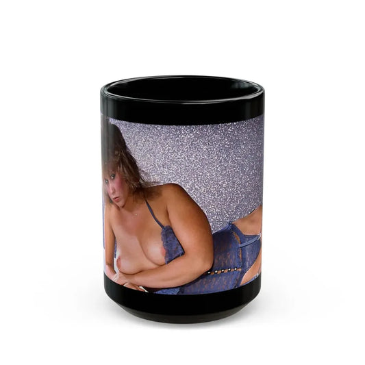 Linda Blair #233 - Partially Topless (Vintage Female Icon) Black Coffee Mug 15oz - Go Mug Yourself