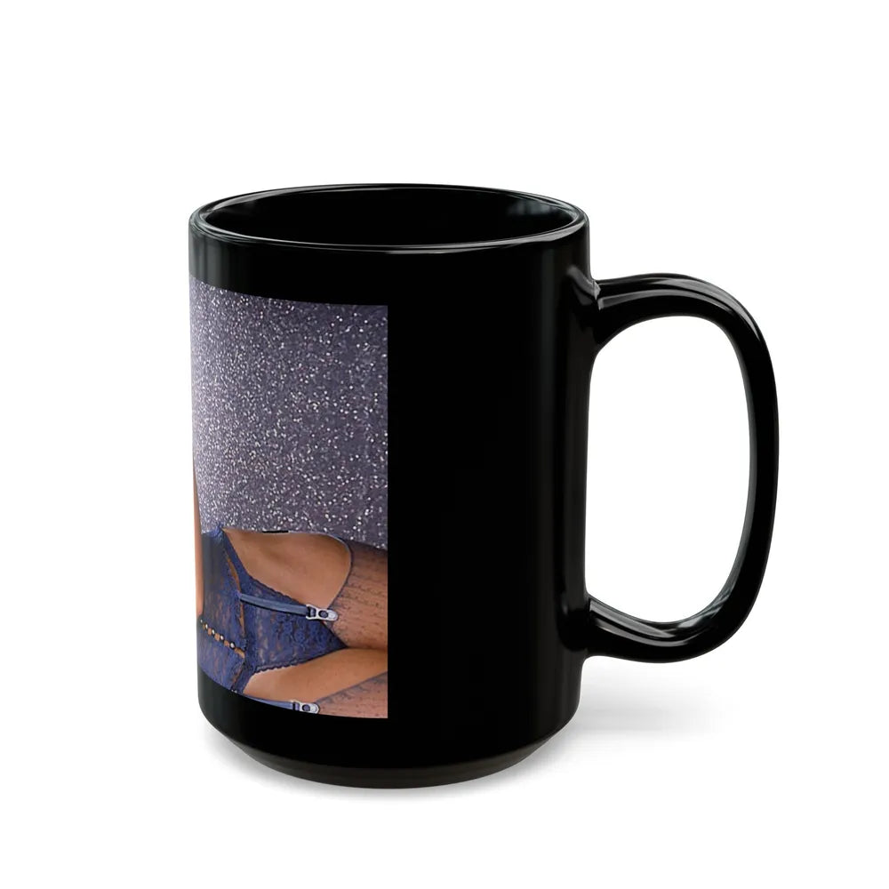 Linda Blair #233 - Partially Topless (Vintage Female Icon) Black Coffee Mug-Go Mug Yourself