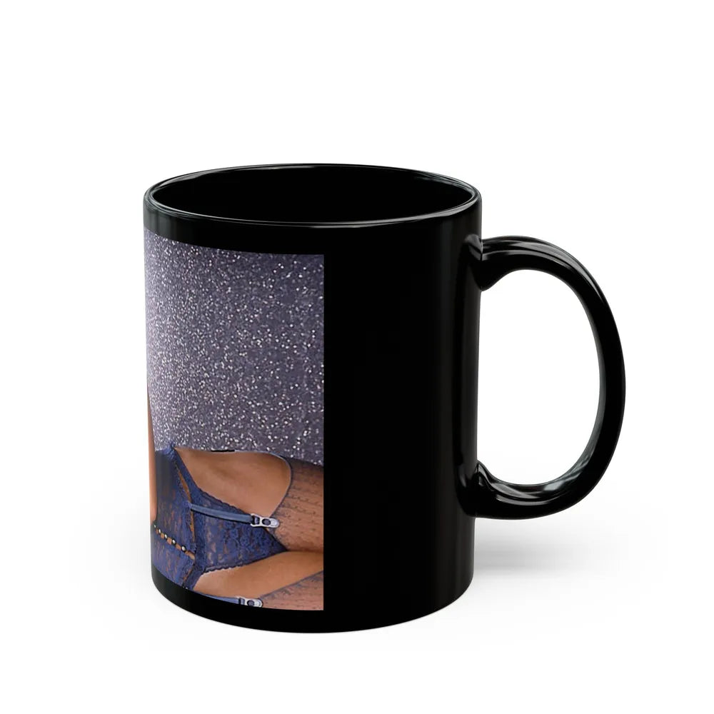 Linda Blair #233 - Partially Topless (Vintage Female Icon) Black Coffee Mug-Go Mug Yourself