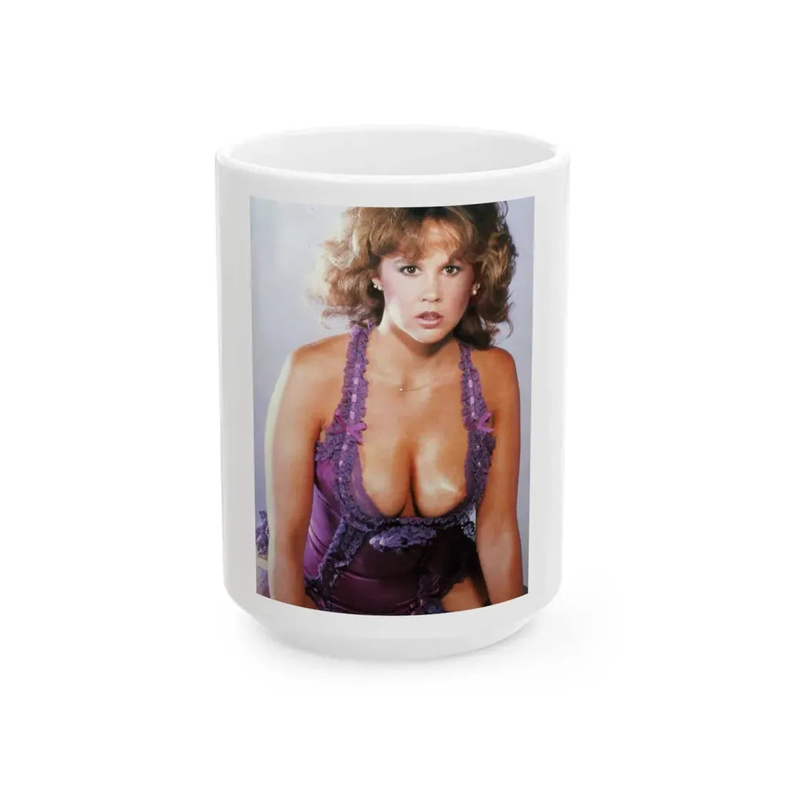 Linda Blair #236 - Partially Topless (Vintage Female Icon) White Coffee Mug 15oz - Go Mug Yourself