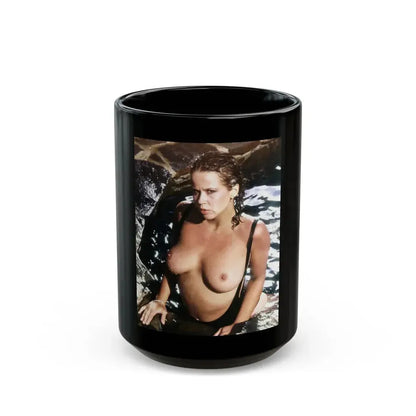 Linda Blair #241 - Topless (Vintage Female Icon) Black Coffee Mug 15oz - Go Mug Yourself