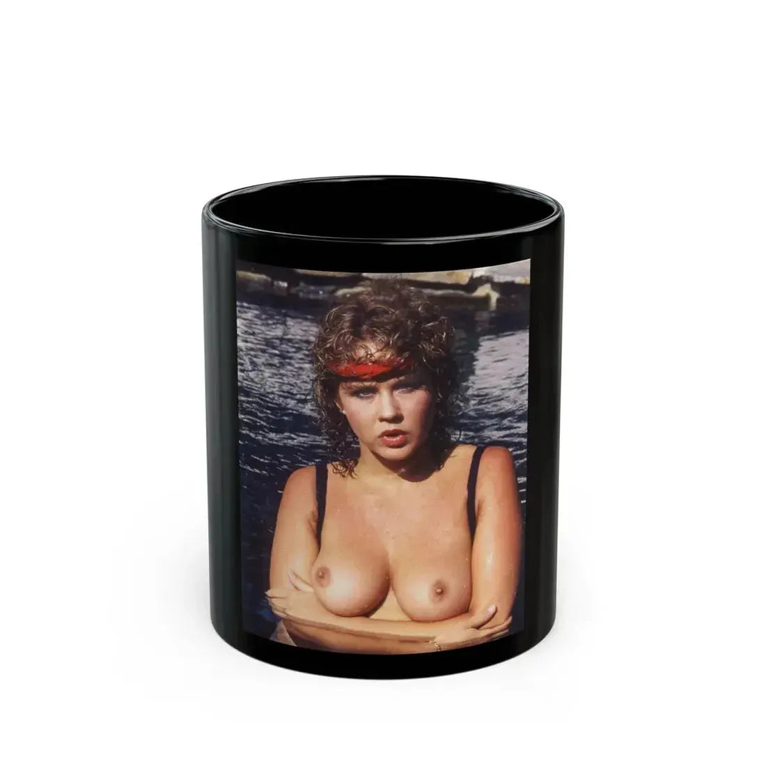 Linda Blair #243 - Topless (Vintage Female Icon) Black Coffee Mug 11oz - Go Mug Yourself