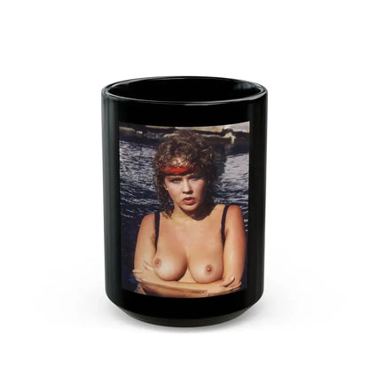 Linda Blair #243 - Topless (Vintage Female Icon) Black Coffee Mug 15oz - Go Mug Yourself