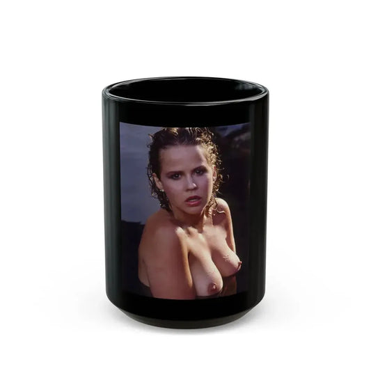 Linda Blair #250 - Topless (Vintage Female Icon) Black Coffee Mug 15oz - Go Mug Yourself