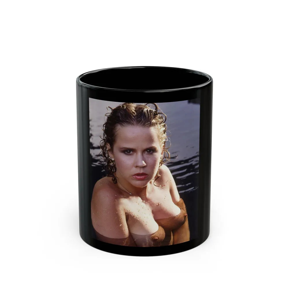 Linda Blair #253 - Topless (Vintage Female Icon) Black Coffee Mug-11oz-Go Mug Yourself