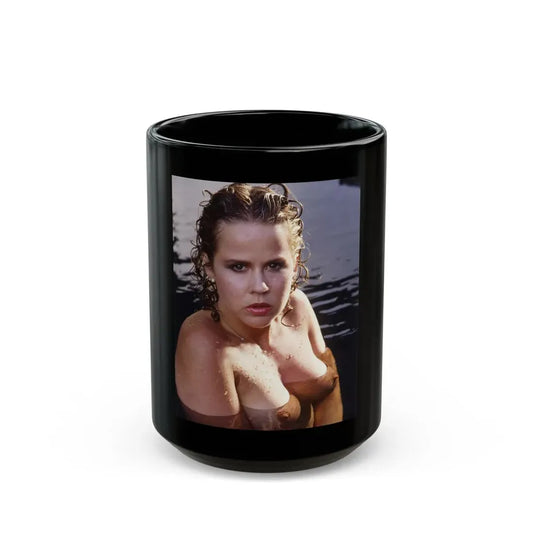 Linda Blair #253 - Topless (Vintage Female Icon) Black Coffee Mug 15oz - Go Mug Yourself