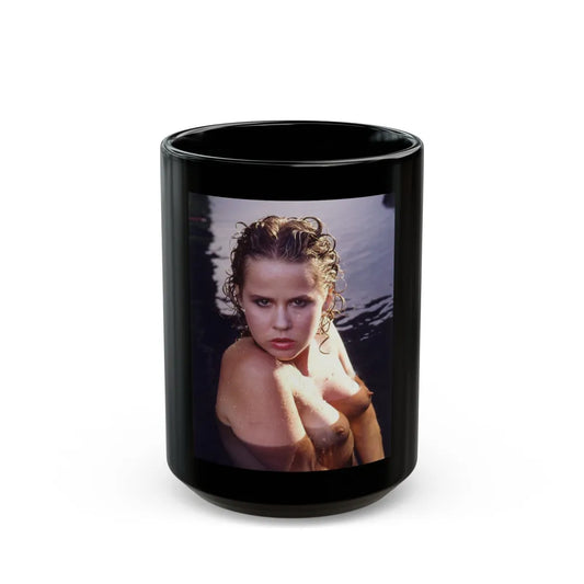 Linda Blair #254 - Topless (Vintage Female Icon) Black Coffee Mug-15oz-Go Mug Yourself