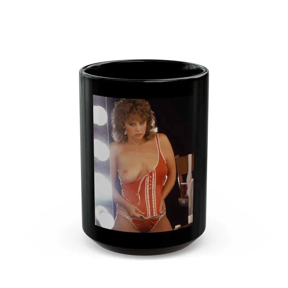 Linda Blair #259 - Partially Topless (Vintage Female Icon) Black Coffee Mug-15oz-Go Mug Yourself