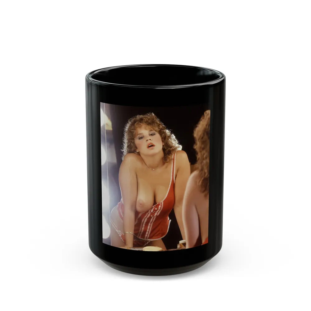 Linda Blair #260 - Partially Topless (Vintage Female Icon) Black Coffee Mug-15oz-Go Mug Yourself