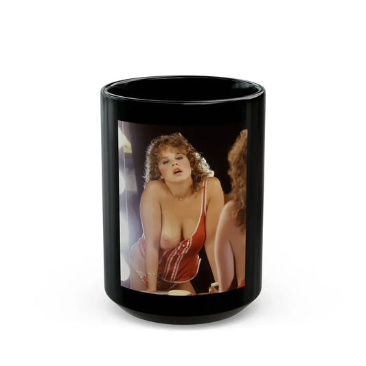 Linda Blair #260 - Partially Topless (Vintage Female Icon) Black Coffee Mug 15oz - Go Mug Yourself