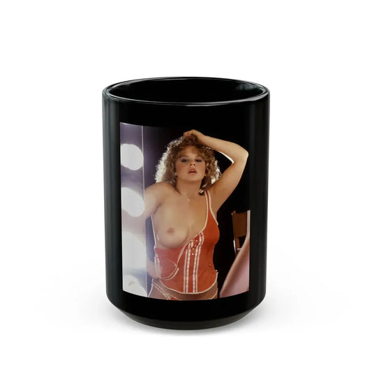 Linda Blair #262 - Partially Topless (Vintage Female Icon) Black Coffee Mug 15oz - Go Mug Yourself