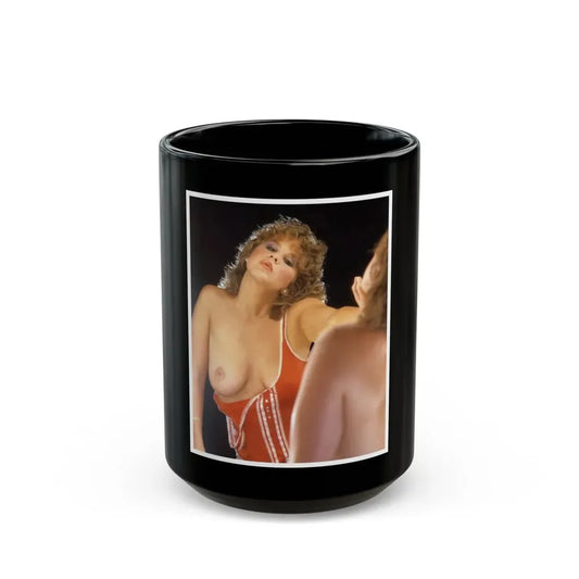 Linda Blair #264 - Partially Topless (Vintage Female Icon) Black Coffee Mug 15oz - Go Mug Yourself