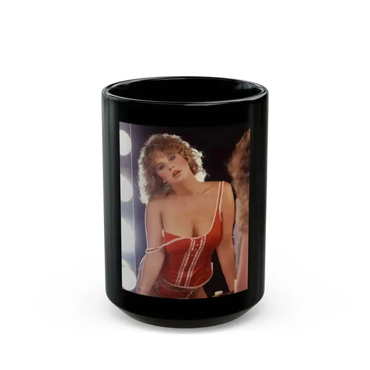 Linda Blair #265 - Partially Topless (Vintage Female Icon) Black Coffee Mug 15oz - Go Mug Yourself