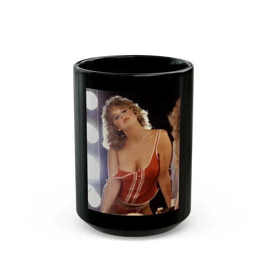 Linda Blair #268 - Partially Topless (Vintage Female Icon) Black Coffee Mug 15oz - Go Mug Yourself