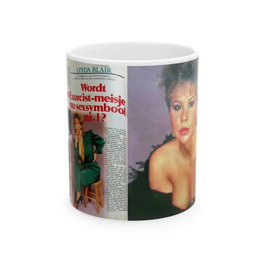 Linda Blair #272 - Kwik Mag. Spread (Vintage Female Icon) White Coffee Mug 11oz - Go Mug Yourself