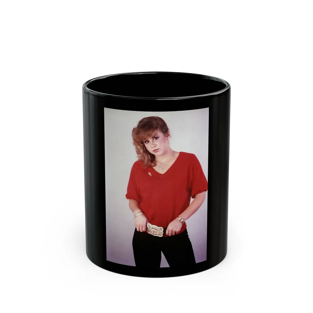 Linda Blair #273 (Vintage Female Icon) Black Coffee Mug-11oz-Go Mug Yourself