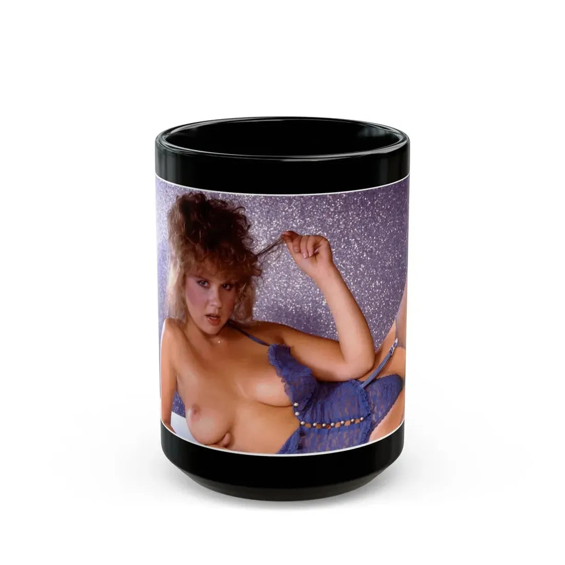 Linda Blair #276 - Topless (Vintage Female Icon) Black Coffee Mug 15oz - Go Mug Yourself