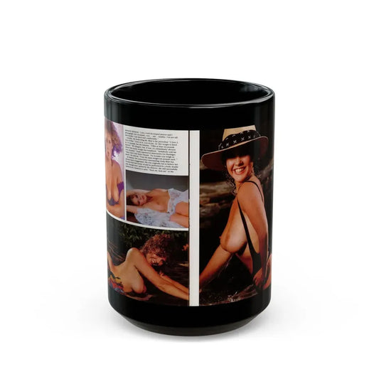 Linda Blair #297 - High Society Mag. August '83 - 2 Pages 3 Photos with, paragraph (Vintage Female Icon) Black Coffee Mug 15oz - Go Mug Yourself