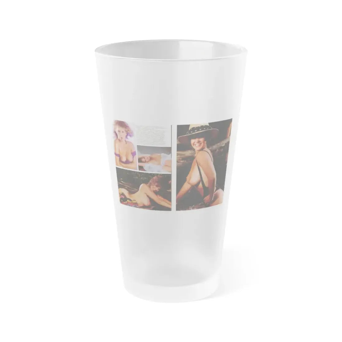 Linda Blair #297 - High Society Mag. August '83 - 2 Pages 3 Photos with, paragraph (Vintage Female Icon) Frosted Pint Glass 16oz 16oz Frosted - Go Mug Yourself