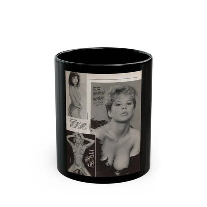 Linda Blair #307 - 1 B&W Photo & Page with, caption Linda on far right only (Vintage Female Icon) Black Coffee Mug 11oz - Go Mug Yourself