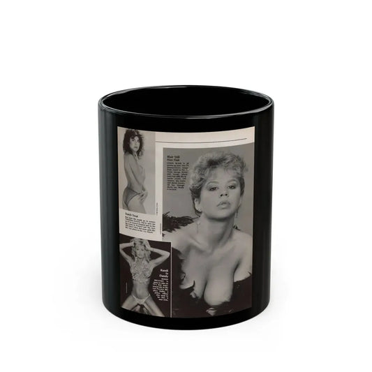 Linda Blair #307 - 1 B&W Photo & Page with, caption Linda on far right only (Vintage Female Icon) Black Coffee Mug 11oz - Go Mug Yourself