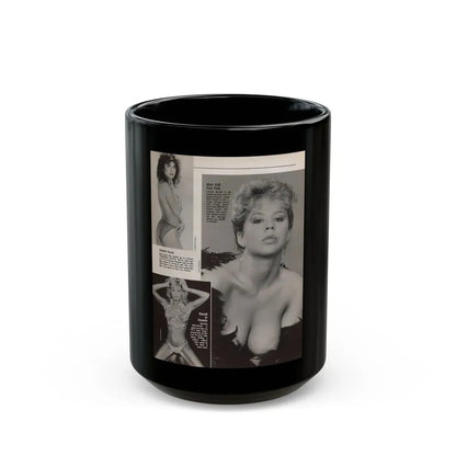 Linda Blair #307 - 1 B&W Photo & Page with, caption Linda on far right only (Vintage Female Icon) Black Coffee Mug 15oz - Go Mug Yourself