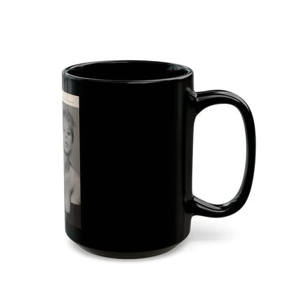 Linda Blair #307 - 1 B&W Photo & Page with, caption Linda on far right only (Vintage Female Icon) Black Coffee Mug - Go Mug Yourself