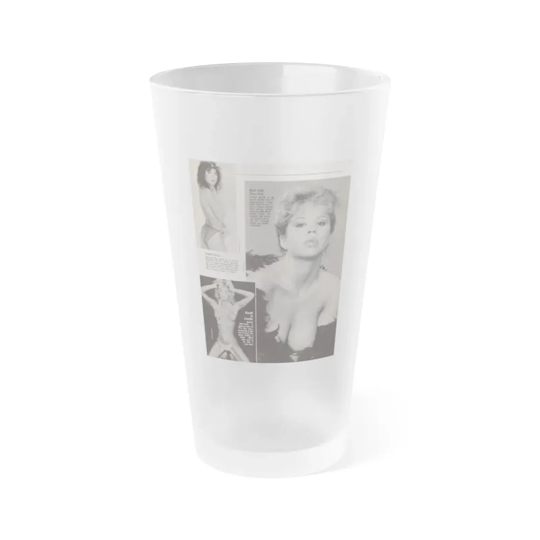 Linda Blair #307 - 1 B&W Photo & Page with, caption Linda on far right only (Vintage Female Icon) Frosted Pint Glass 16oz 16oz Frosted - Go Mug Yourself