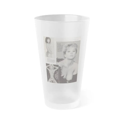 Linda Blair #307 - 1 B&W Photo & Page with, caption Linda on far right only (Vintage Female Icon) Frosted Pint Glass 16oz 16oz Frosted - Go Mug Yourself