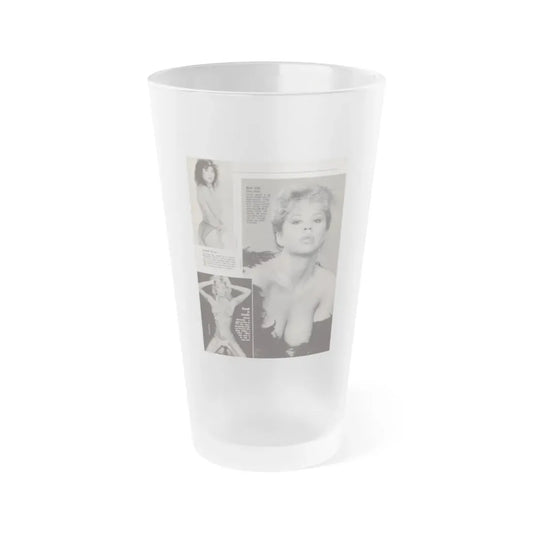 Linda Blair #307 - 1 B&W Photo & Page with, caption Linda on far right only (Vintage Female Icon) Frosted Pint Glass 16oz 16oz Frosted - Go Mug Yourself