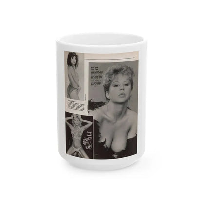 Linda Blair #307 - 1 B&W Photo & Page with, caption Linda on far right only (Vintage Female Icon) White Coffee Mug 15oz - Go Mug Yourself