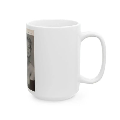 Linda Blair #307 - 1 B&W Photo & Page with, caption Linda on far right only (Vintage Female Icon) White Coffee Mug - Go Mug Yourself