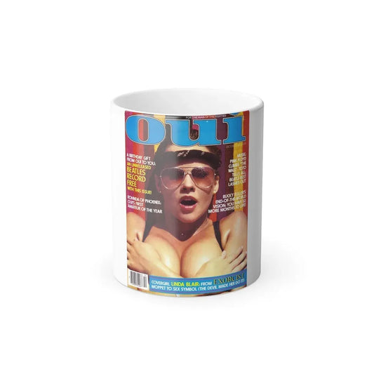 Linda Blair #312 - Linda on cover of OUI Mag. October '82, inside spread+interview (Vintage Female Icon) Color Changing Mug 11oz 11oz - Go Mug Yourself