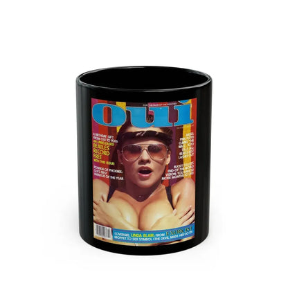 Linda Blair #312 - Linda on cover of OUI Mag. October '82, (Vintage Female Icon) Black Coffee Mug 11oz - Go Mug Yourself