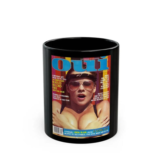 Linda Blair #312 - Linda on cover of OUI Mag. October '82, (Vintage Female Icon) Black Coffee Mug 11oz - Go Mug Yourself