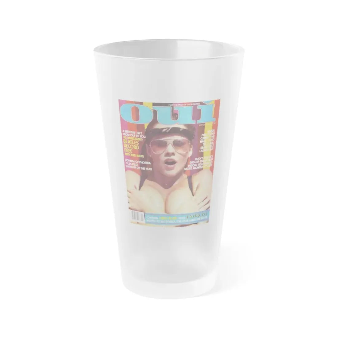 Linda Blair #312 - Linda on cover of OUI Mag. October '82, (Vintage Female Icon) Frosted Pint Glass 16oz 16oz Frosted - Go Mug Yourself