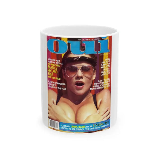Linda Blair #312 - Linda on cover of OUI Mag. October '82, (Vintage Female Icon) White Coffee Mug 11oz - Go Mug Yourself