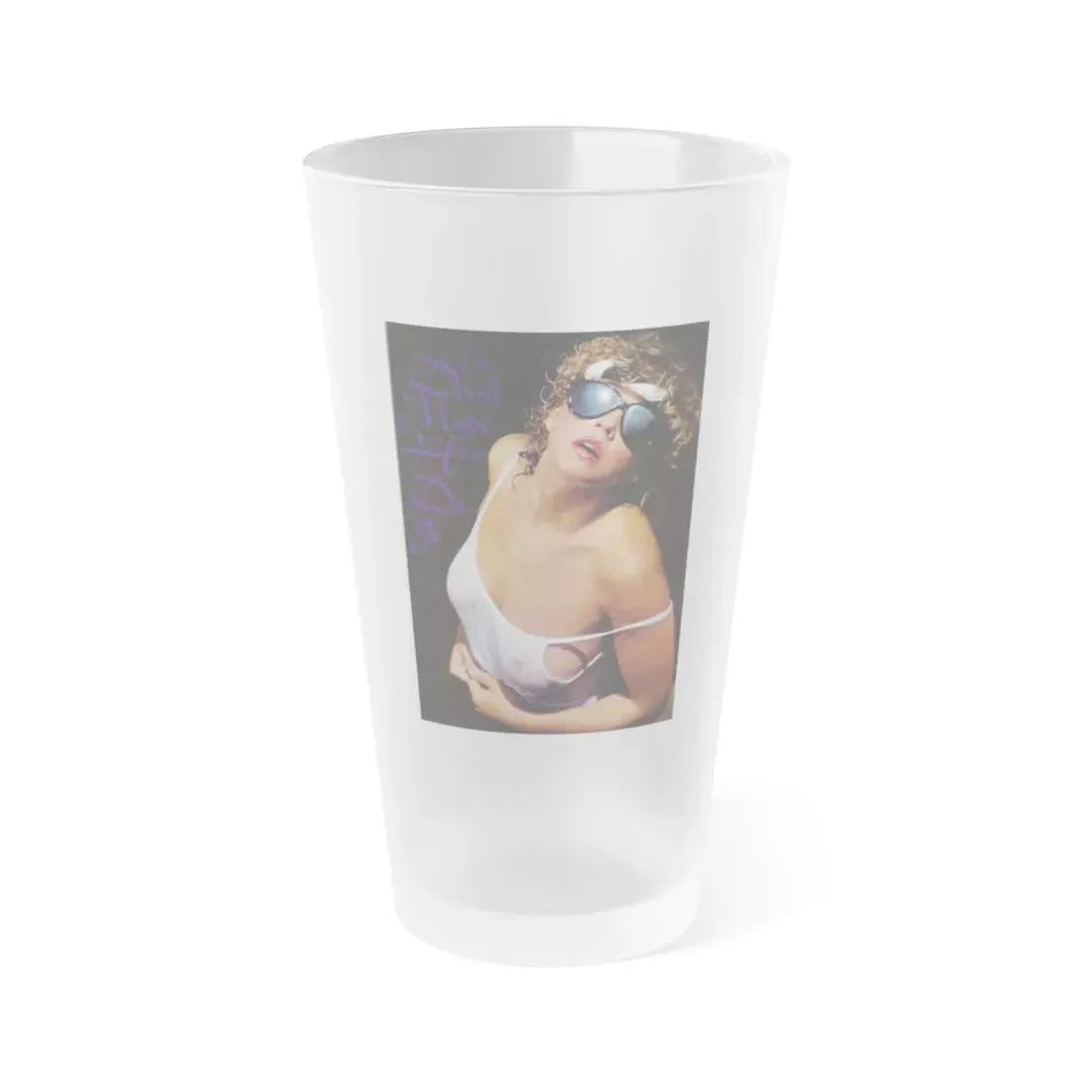 Linda Blair #313 - 1 Page, 1 Photo see through wet top from OUI Mag. October '82 (Vintage Female Icon) Frosted Pint Glass 16oz 16oz Frosted - Go Mug Yourself