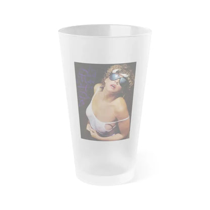 Linda Blair #313 - 1 Page, 1 Photo see through wet top from OUI Mag. October '82 (Vintage Female Icon) Frosted Pint Glass 16oz 16oz Frosted - Go Mug Yourself