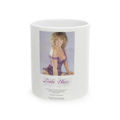 Linda Blair #314 - 1 Page, 1 Photo with lingerie & nipples exposed from OUI Mag. October '82 3 (Vintage Female Icon) White Coffee Mug 11oz - Go Mug Yourself
