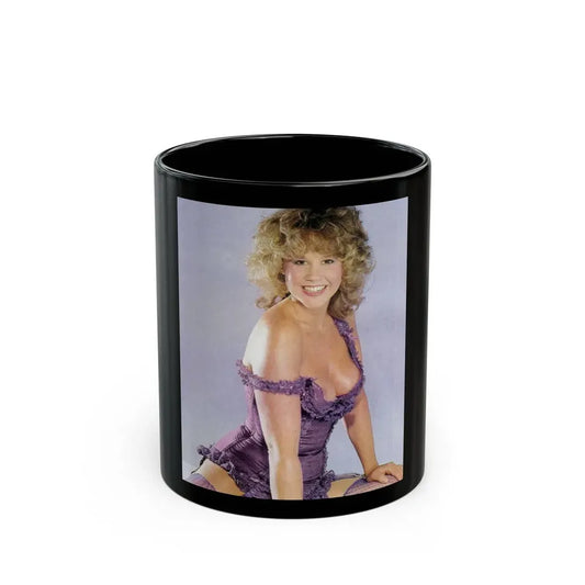 Linda Blair #314 - 1 Page, 1 Photo with lingerie & nipples exposed from OUI Mag. October '82 (Vintage Female Icon) Black Coffee Mug 11oz - Go Mug Yourself