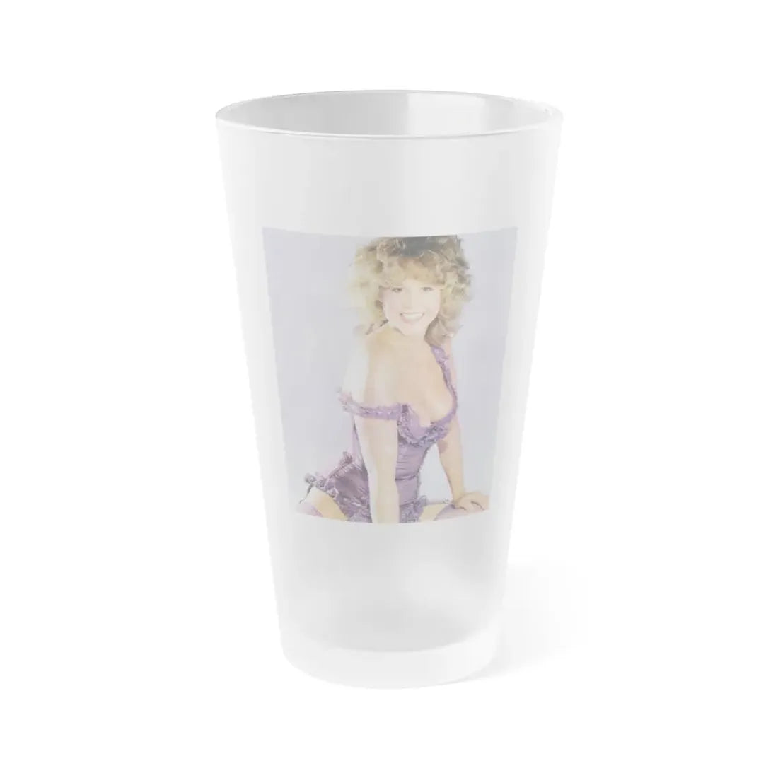 Linda Blair #314 - 1 Page, 1 Photo with lingerie & nipples exposed from OUI Mag. October '82 (Vintage Female Icon) Frosted Pint Glass 16oz 16oz Frosted - Go Mug Yourself