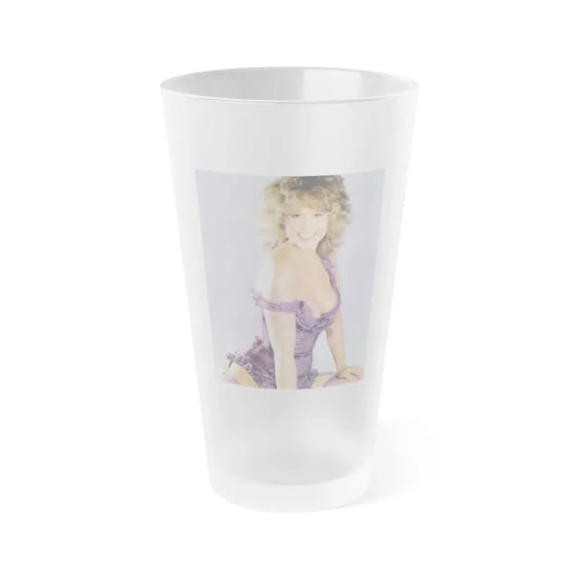 Linda Blair #314 - 1 Page, 1 Photo with lingerie & nipples exposed from OUI Mag. October '82 (Vintage Female Icon) Frosted Pint Glass 16oz 16oz Frosted - Go Mug Yourself