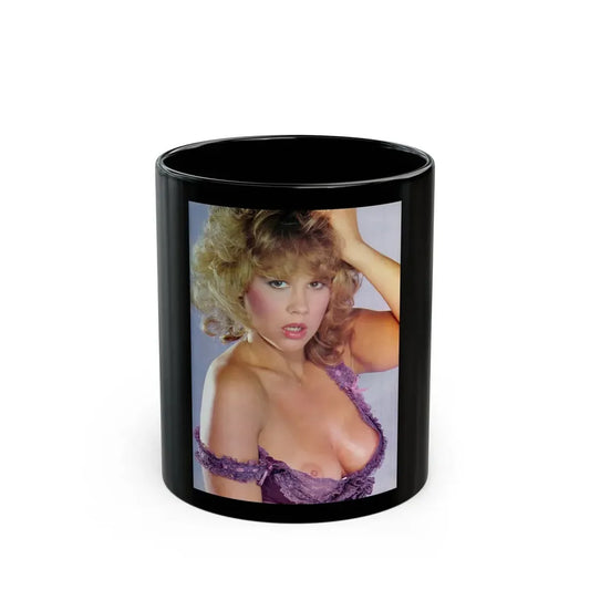 Linda Blair #315 - 1 Page, 1 Photo with lingerie & nipples exposed from OUI Mag. October '82 (Vintage Female Icon) Black Coffee Mug 11oz - Go Mug Yourself