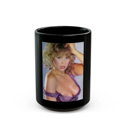 Linda Blair #315 - 1 Page, 1 Photo with lingerie & nipples exposed from OUI Mag. October '82 (Vintage Female Icon) Black Coffee Mug 15oz - Go Mug Yourself