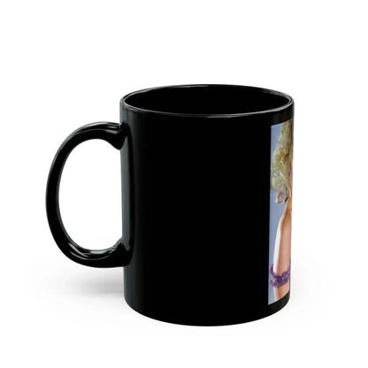 Linda Blair #315 - 1 Page, 1 Photo with lingerie & nipples exposed from OUI Mag. October '82 (Vintage Female Icon) Black Coffee Mug - Go Mug Yourself
