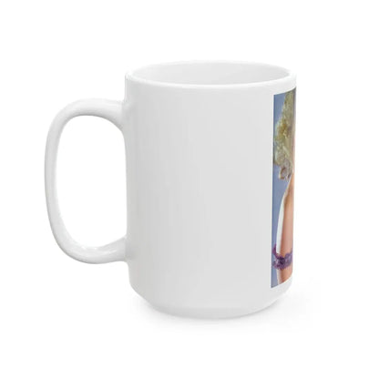 Linda Blair #315 - 1 Page, 1 Photo with lingerie & nipples exposed from OUI Mag. October '82 (Vintage Female Icon) White Coffee Mug - Go Mug Yourself