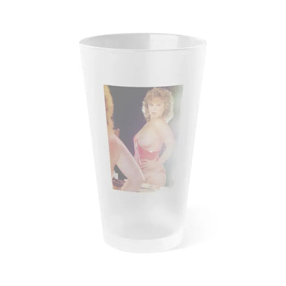 Linda Blair #316 - 1 Page, 1 Photo with lingerie partially exposed with boobs from OUI Mag. October '82 (Vintage Female Icon) Frosted Pint Glass 16oz 16oz Frosted - Go Mug Yourself