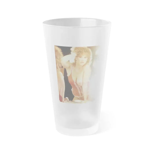 Linda Blair #317 - 1 Page, 1 Photo with lingerie partially exposed with 1 boob exposed from OUI Mag. October '82 (Vintage Female Icon) Frosted Pint Glass 16oz 16oz Frosted - Go Mug Yourself